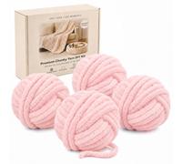 Bafeil Chunky Yarn 1000g Gift Box for Arm Knitting & Hand Knitting | Super Chunky Chenille Blanket Wool Set, 2cm Giant Soft Jumbo Yarn for Blankets, Cushions, Pet Beds & DIY Crafts - Light Pink