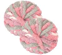 Bafeil Chunky Yarn for Hand Knitting 250g x 2, Super Soft Thick Arm Knitting Wool for Crochet & Knitting, Fluffy Chenille Yarn for Cosy Blankets, Scarves, Hats (Cherry Blossom Colorway)