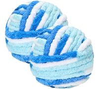 Bafeil Chunky Yarn for Hand Knitting 250g x 2, Super Soft Thick Wool for Crochet & Knitting, Fluffy Chenille Yarn for Cosy Blankets, Scarves, Hats, Arm Knitting, Gradient Blue