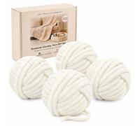 Bafeil CreamJumbo Yarn Knitting Wool 1000g, Super Chunky Chenille Yarn | for Hand Knitting & Arm Knitting, Fluffy Yarns for Luxury Throws, Cushions, Nursery Decor, Wedding Crafts & DIY Home Styling
