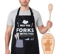 Bafeil Space Wars Apron & Wooden Spoon Set, May The Forks Be With You