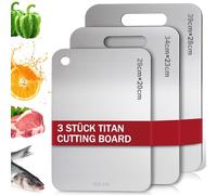 Bafeil Titanium Chopping Board Set of 3 - S316 Stainless Steel, Double-Sided, Food Grade, Titanium Cutting Board for Meat, Fruit, Vegetables