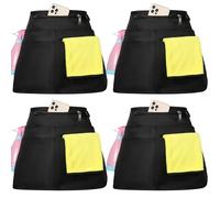 Bafelia Cleaning Apron Caddy for Women with 6 Pockets, Professional Waterproof Cleaning Supplies for Housekeeping, Black, One Size Fits All, L21.5 x W14IN