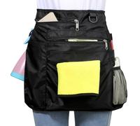 Bafelia Waterproof Cleaning Apron with 8 Pockets,Housekeeping Uniform Supplies,Durable Caddy Costume Work Apron, Black, Large