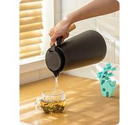 Baffect 1L Thermal Coffee Carafe Jugs with Press Button Top (35oz, Black) | 24 Hour Heat Retention Vacuum Insulated Coffee Pot With Wooden Hanlde, Ideal For Coffee, Tea, Drink, Juice, Milk