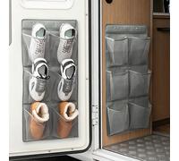 Baffect Hanging Shoe Storage, 6 Pockets Per Wall Mounted Shoes Rack Storage, No Drill Shoe Holder For Closet Door, Campervan, Entryway, Caravan Storage Solutions For Shoes, Toiletry (Grey, 2pcs)