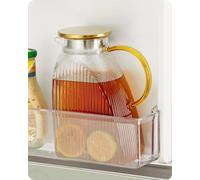 Baffect Water Jug for Fridge Door, 1.8L/63oz High Borosilicate Glass Jug with Stainless Steel Lid, Carafe Pitcher for Hot or Cold Homemade Drinks