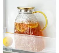 Baffect Water Pitcher Glass, 1.8l / 63oz High Borosilicate Water Jug for Fridge with Stainless Steel Lid, Carafe for Hot Or Cold Homemade Drinks(Glacier-Textured)