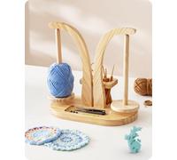 Baffect Yarn Holder Magnetic, Wool Holder Wooden with Knitting Accessories Organizer, Double Yarn Ball Holder Stand for Crochet Lovers