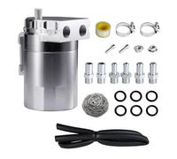Baffle Oil Catch Can, Oil Separator Catch Can with Breather Filter 300ml Universally Aluminum Black