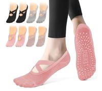 Bafiwu 4 Pairs Grip Pilates Socks,Yoga Socks for Women Non Slip,Reformer Pilates Sock for Pilates, Ballet, Barre, Yoga,Dance (4 COLORS)