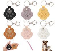 Bafiwu Cat Memorial Gifts, Dog Memorial Gifts, Dog Cat Fur Keepsake Keyring, Pet Paw Shaped Leather Pet Keychain Memory Box Sympathy Gift Bereavement Gift for Loss of Beloved Pet (6 Pcs)