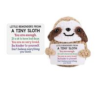Bafiwu Cute Positive Sloth, Small Emotional Support Gift, Knitted Pocket Hug Stuff for Women, Crochet Doll Cheer Up Gifts with Affirmation Cards for Easter Christmas Birthday Graduation (Style1)