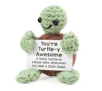 Bafiwu Funny Positive Turtle Gifts, Small Handmade Crochet Animals Cute Stuff, Birthday Gifts for Women, Emotional Support Presents for Women Christmas Home Desktop Decor (green)