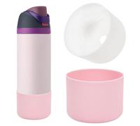 Bafiwu Silicone Water Bottle Boot for Owala 24oz, Anti-Slip Protective Sleeve Bottom Cover Protector FreeSip, Twist, and Flip Stainless Steel Bottles (Pink+White, For 24oz)