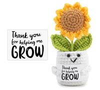 Bafiwu Thank You Gift for Women, Cute Teacher Gifts for Women Men, Thank You for Helping Me Grow Gifts for Teacher End of The Year, Crochet Sunflower Present for Graduation, Mothers Day, Christmas