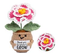 Bafiwu Thank You Gift for Women,Thank You Teacher Gifts for Helping Me Grow,Positive Handmade Crochet Peony Gifts for Teachers Friends Colleagues Families Birthday Christmas(Peony)