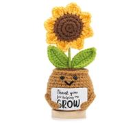 Bafiwu Thank You Teacher Gifts for Women,Cute Thank You Teacher Gifts for Helping Me Grow,Handmade Crochet Sunflower Presents Gifts for Teachers End of The Year Birthday Christmas(Sunflower)