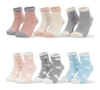 Bafiwu Women's Non-Slip Fluffy Slipper Socks 4-7 - Thick Winter Bed Socks with Grips, Ultra-Soft Warm Fuzzy Socks for Sleeping, Lounge & Casual Wear, Christmas Stocking Fillers Women (6 Pairs)