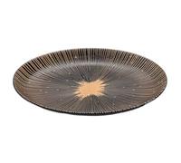 Bafnsiji 11" Black Oval Ceramic Fish Plate - Radiant Radial Stripe Design