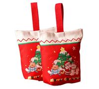 Bafnsiji 2 PCS Christmas Bags, Christmas Tree Santa Claus Canvas Tote Bags, Reusable Fabric Small Canvas Tote Bags, Xmas Gift Bags, Christmas Bags for Presents, Party, Holiday, Birthday