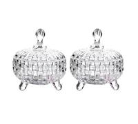 Bafnsiji 2 Pcs Glass Candy Jar with Lid, Glass Candy Sweet Jars, Storage Cans Container Candy Barrel With Lid, Crystal Covered Storage Jar