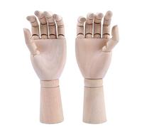 Bafnsiji 25cm, 2pcs Wooden Hand Model, Left and Right Hands Manikin Model, Wood Art Mannequin Hand, Manikin Hand Model, Movable Display Manikin with Finger Joints