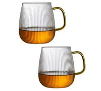 Bafnsiji 2pcs 400ml Glass Coffee Mugs, Clear Drinking Cup, Tea Coffee Cups with Handle