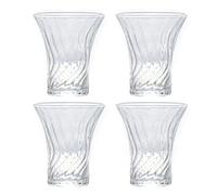 Bafnsiji 4 Pack Sake Cups Set, 30ml / 1oz Small Clear Glass Cups, Striped Shot Glasses for Drinking, Borosilicate Glass Tea Tasting Cups for Party, Home, Bar