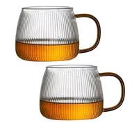 Bafnsiji 400ml, 2pcs Glass Coffee Mugs, Coffee Clear Drinking Cup, Glass Teacup, Tea Coffee Cups with Handle, Glass for Tea, Breakfast, Juice