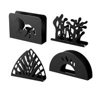 Bafnsiji 4pcs Napkin Holder, Freestanding Metal Tabletop Tissue Dispenser, Black Napkin Holders for Tables, Metal Napkins Dispenser Vertical Table Napkin Organizer