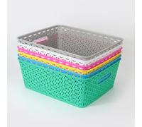Bafnsiji 6-Pack Plastic Storage Baskets, Large Stackable Organizer Bins