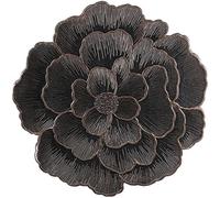 Bafnsiji 6 PCS Black Round Pressed Vinyl Placemats Reusable Flower Table Place Mats Rose Placemat Set for Wedding Dinner Party Table Supplies