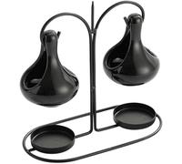 Bafnsiji Double Hanging Wax Melt Warmer with Tealight Holders, Unique Black Ceramic Cauldron Essential Oil Burner, Decorative Aromatherapy Diffuser for Bedroom & Office