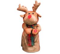 Bafnsiji Electric Reindeer Toys, Battery Operated Rotating Singing Christmas Reindeer Toys with Music, Holiday Figurine Decorative Christmas Deer Tabletop for Holiday Decor, Swinging Reindeer,28cm