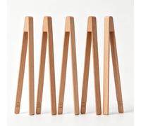 Bafnsiji Natural Beech Wood Tongs 5 Pieces, Multipurpose Kitchen Serving Clip Set