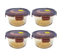Bafnsiji Round Food Storage Containers with Lids, Airtight Soup Storage Canisters, Glass Meal Prep Containers, Leakproof Meal Prep Containers, 500ml
