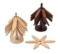 Bafnsiji Tree-Shaped Bamboo Trivet Set, 2 Color Trivet Set, 10 Heat Pads with 2 Stands