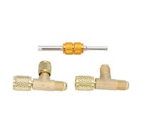 BAFOVY 1/4in Brass Valves Tee Adapter Quick Coupler Access Tee Fittings for R22 R12 R134 Refrigerant with 1/4in SAE Flared FFL MFL Threads and Valve Depressor