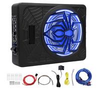 BAFOVY 10 Inch 1250W Car Subwoofer, Slim Active Powered Under Seat Subwoofer with Built in Amplifier Remote Control, Pulsating Color LED Light, for Truck SUV