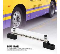 BAFOVY 12 Positions Bus Bar Terminal Block 100Amp High Current Brass Strip Stainless Steel Screws Insulated Base for Truck Boat Caravan Bus