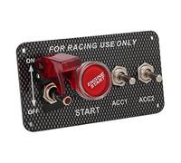BAFOVY 12V Ignition Switch Panel Carbon Fiber Style Racing Car Ignition Switch with 40A Engine Start Button Aluminum Alloy Universal for Drivers
