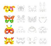 BAFOVY 16 Pcs Animal Masks for Kids DIY Blank Jungle Party Paper Masks with Elastic Straps for Halloween Christmas Costume Parties Creative Educational Art Activity