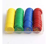BAFOVY 160pcs Poker Chips, Plastic Game Tokens with Gold Printed Numbers for Board Games, Math Learning, Counting and Sorting Activities (Colorful)