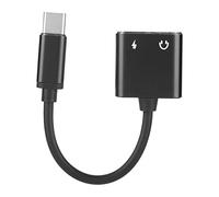BAFOVY 2 in 1 3.5mm Type C Adapter Red, Aluminum Alloy, Fast Charging and High Fidelity Sound Quality for Smartphones Like MI 6 and Mate 10 Pro (Black)