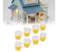 BAFOVY 20 Pcs Mini Beer Cups Model Simulation Beer Mugs Tiny Beer Glass Miniatures Resin Craft Decorations with Realistic Design for DIY Garden Wedding Bakery Scenes
