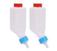 BAFOVY 2pcs Lamb Feeding Bottles, 500ml Plastic Goat Feeder Hang Upside Down Livestock Milk Bottles with Handle for Farm Animals