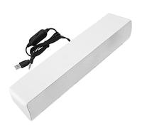 BAFOVY 3.5mm Audio Soundbar, USB Wired Stereo Speakers Input Soundbar with Bass Technology LED Light Volume Knob for PC Laptop Smartphone Tablet MP3 MP4 (White)