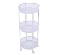 BAFOVY 3 Tier Foldable Rolling Cart 3 Tier Mobile Utility Cart Sliding Storage with Ventilated Mesh Baskets 360° Swivel Casters for Kitchen Bathroom Laundry Room (Creamy White)