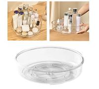 BAFOVY 360 Degree Rotating Clear Round Makeup Organizer Transparent Nordic Style Cosmetic Storage Box with 30cm Diameter for Lipstick Foundation Makeup Table Organization